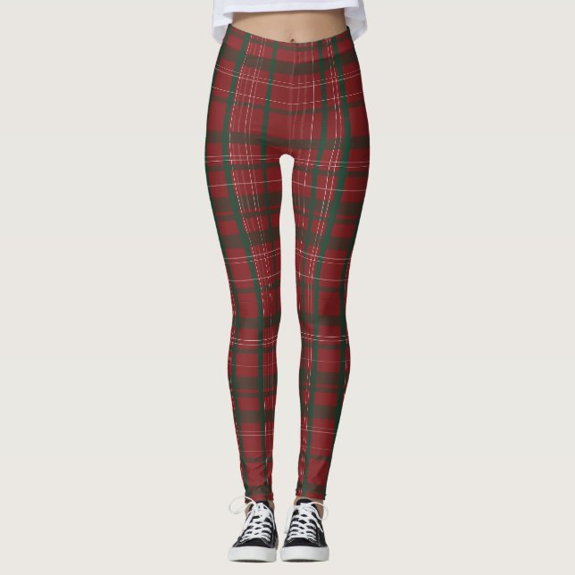 Leggings Classic Red and Green Tartan Plaid (Devant)
