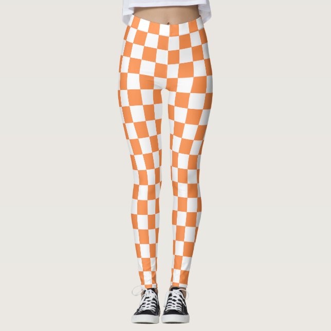 Leggings Classic visual orange checkerboard  (Devant)