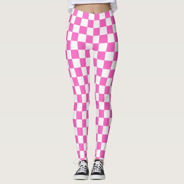 Leggings Classic visual pink checkerboard  (Devant)