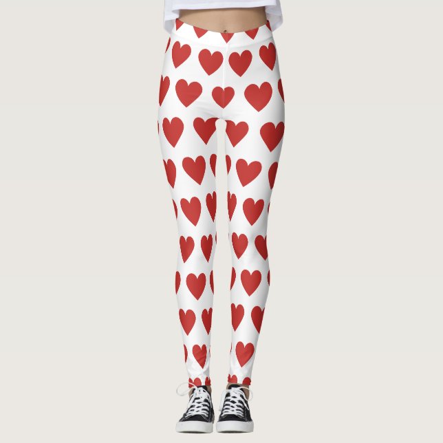 Leggings Classique Cute Chic Red Heart Motif (Devant)