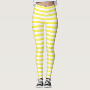 Leggings Classique Moderne Minimaliste Rayé Jaune et Blanc