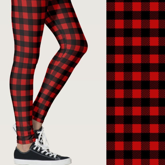 Leggings Classique motif carreau de bœuf rouge et noir (Créateur téléchargé)