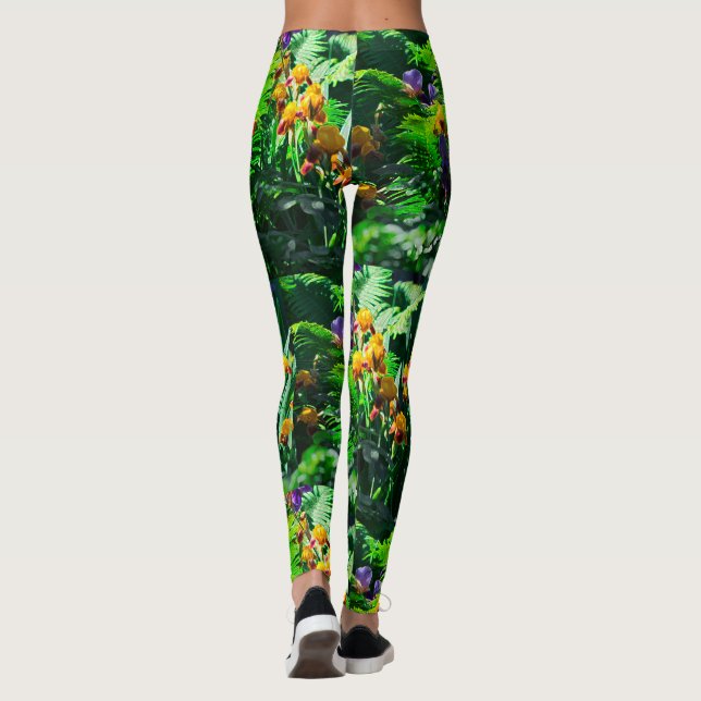 Leggings Claude Monet Type Stylisé Jardin Iris (Dos)