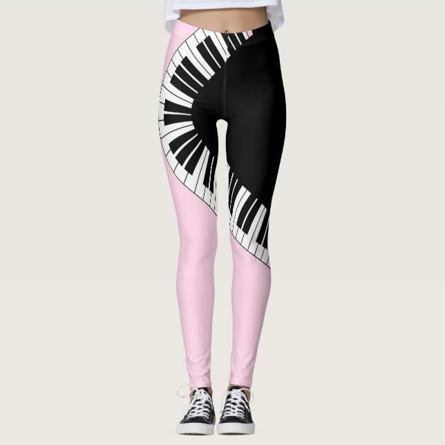 Leggings Clavier de piano noir et blanc Design de musique r (Devant)