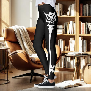 Leggings Clé de hibou tribal blanche