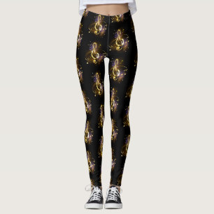 Leggings Clé de Sol Musicale en Or