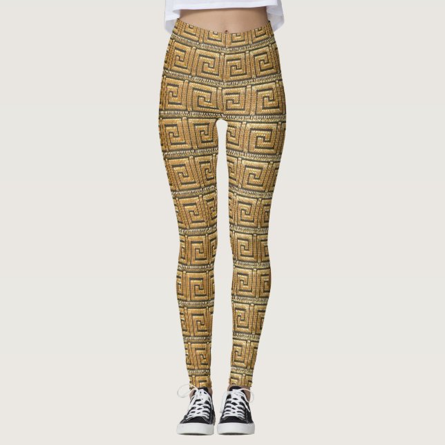 Leggings Clé grecque dorée  (Devant)