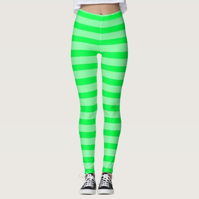Leggings Clé Lime Pie Neon Green Black Light Rave Strips (Devant)