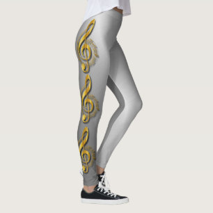 Leggings Clef triple d'or avec des notes et des ombres