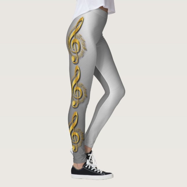 Leggings Clef triple d'or avec des notes et des ombres (Droite)