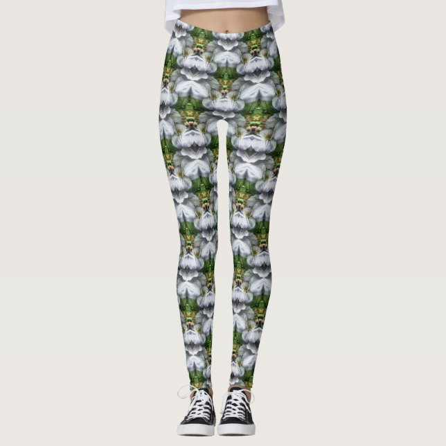 Leggings Clematis Flower Nature Motif Abstrait (Devant)
