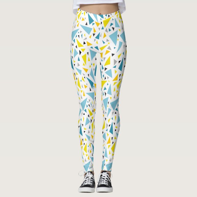 Leggings Cliquez sur le design favori Jaune et triangle ble (Devant)
