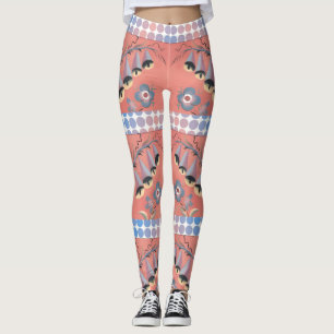 Leggings Cloches et pivoines de fleurs sur un Arrière - pla