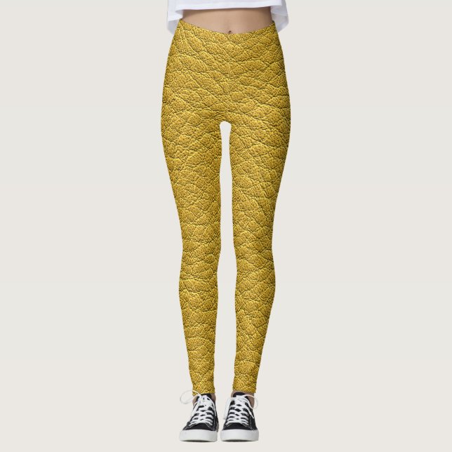 Leggings Closeup en cuir jaune (Devant)