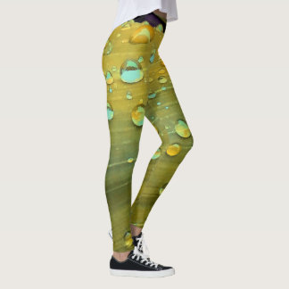 Leggings Closeup Raindrops, Spacey Mustard Jaune