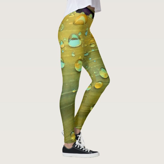 Leggings Closeup Raindrops, Spacey Mustard Jaune (Droite)
