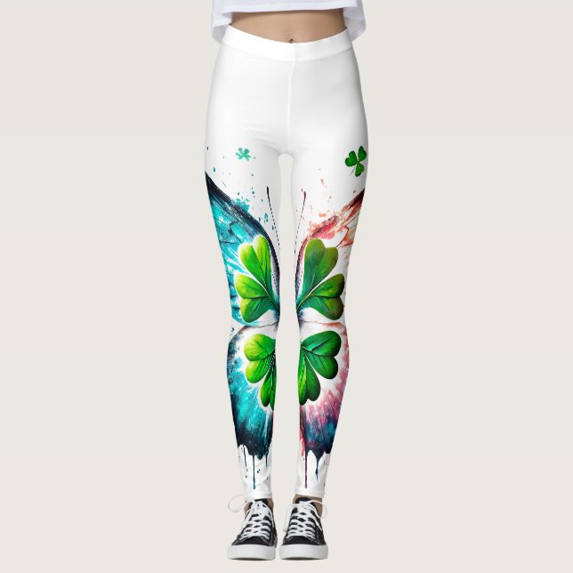 Leggings Clover chanceux avec papillon (Devant)
