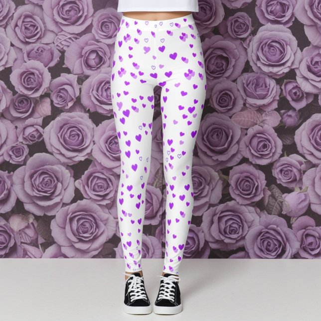 Leggings Cluster de coeur pourpre (Créateur téléchargé)