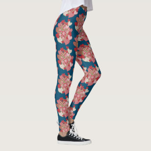 Leggings Clusters de Coeurs sur Motif bleu à Customiser