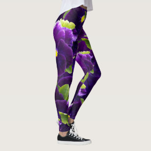 Leggings Clusters de Pansy Profond Violet : Beauté majestue