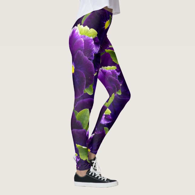 Leggings Clusters de Pansy Profond Violet : Beauté majestue (Droite)