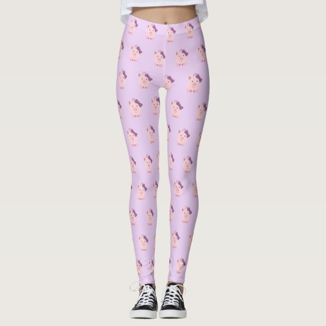 Leggings Cochon fille mignonne (Devant)