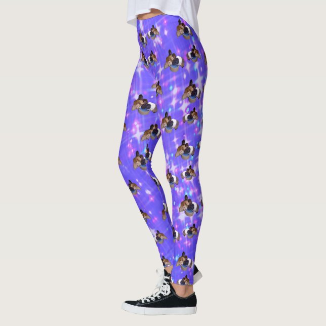 Leggings Cochons de Guinée étincelants bleus, pattes (Gauche)