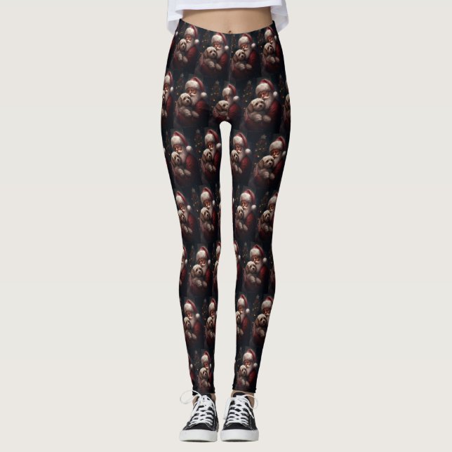 Leggings Cockapou avec Noël Festif du Père Noël (Devant)