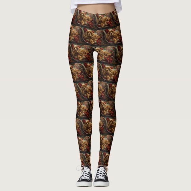 Leggings Cocker Spaniel Chien Noël Festif (Devant)