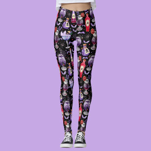 Leggings Cocktails et potions d'Halloween violet rouge
