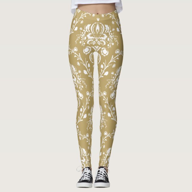 Leggings Cocoa and Cream Damask (Devant)