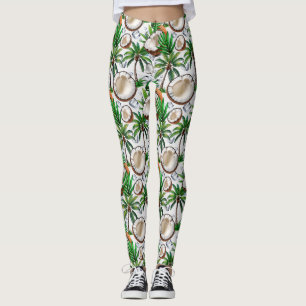Leggings Cocotier Palm Tree Tropical Motif Design