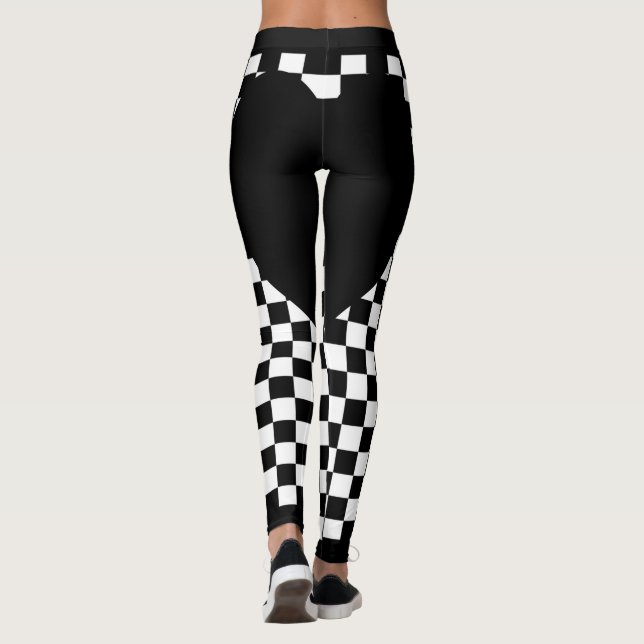Leggings Cœur à carreaux noir (Dos)