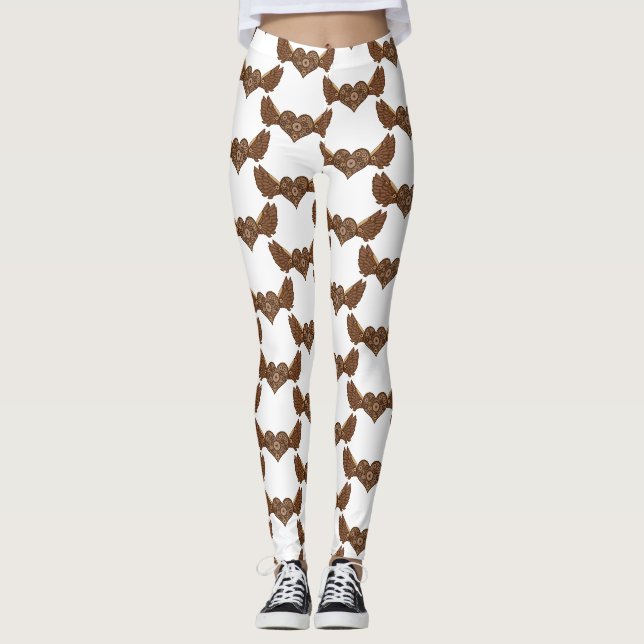 Leggings Coeur ailé en vapeur avec les engrenages Thunder_C (Devant)