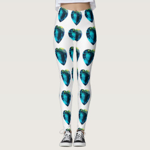Leggings Coeur Aquamarine, Bleu