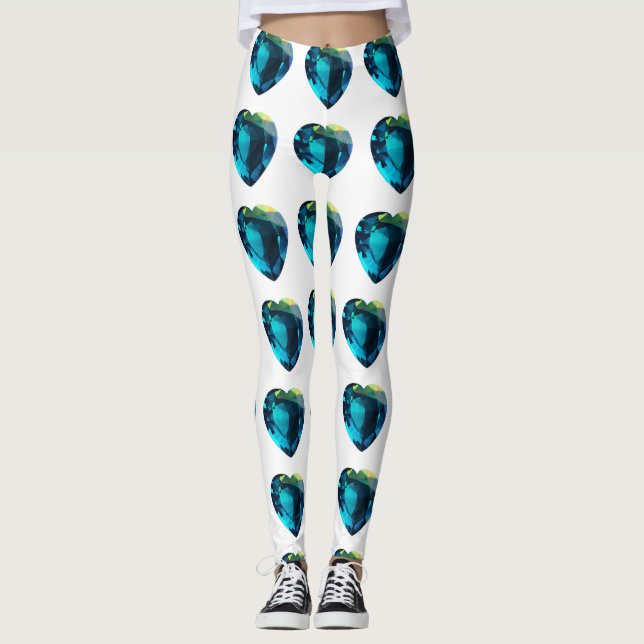 Leggings Coeur Aquamarine, Bleu (Devant)