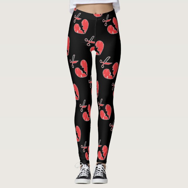 Leggings Coeur brisé noir et rouge (Devant)