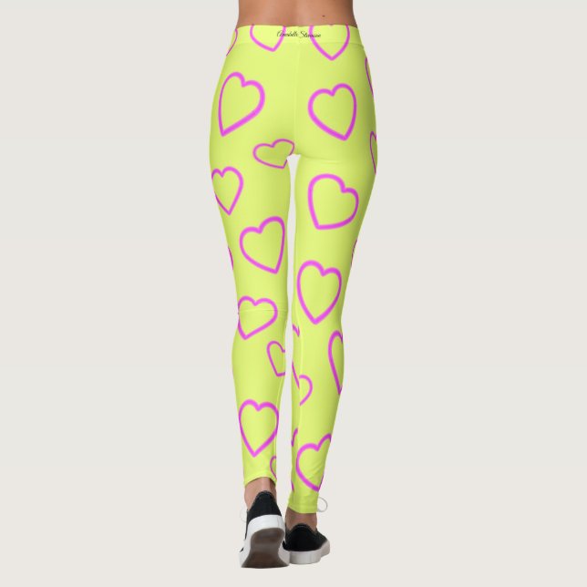 Leggings Coeur d'amour rose jaune (Dos)