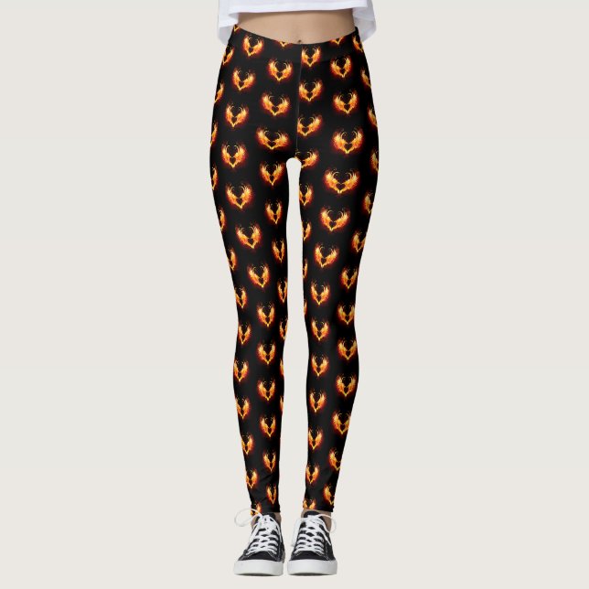 Leggings Coeur de feu ange avec ailes (Devant)