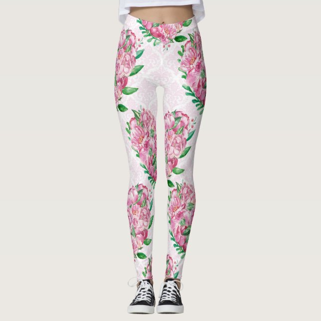 Leggings coeur de la tourbe d'aquarelle (Devant)