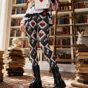 Leggings Cœur de lis baroque rouge et noir gothique