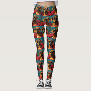 Leggings Cœur de Rhodesian Ridgeback Roses Saint-Valentin