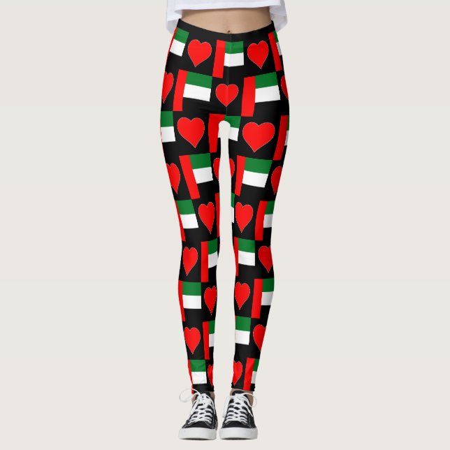 Leggings Coeur des Emirats Arabes Unis Drapeau Patriotique (Devant)