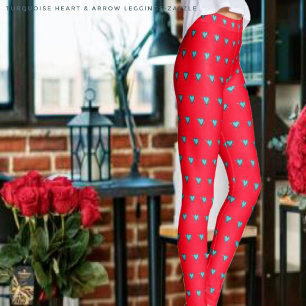 Leggings Coeur et flèche turquoise