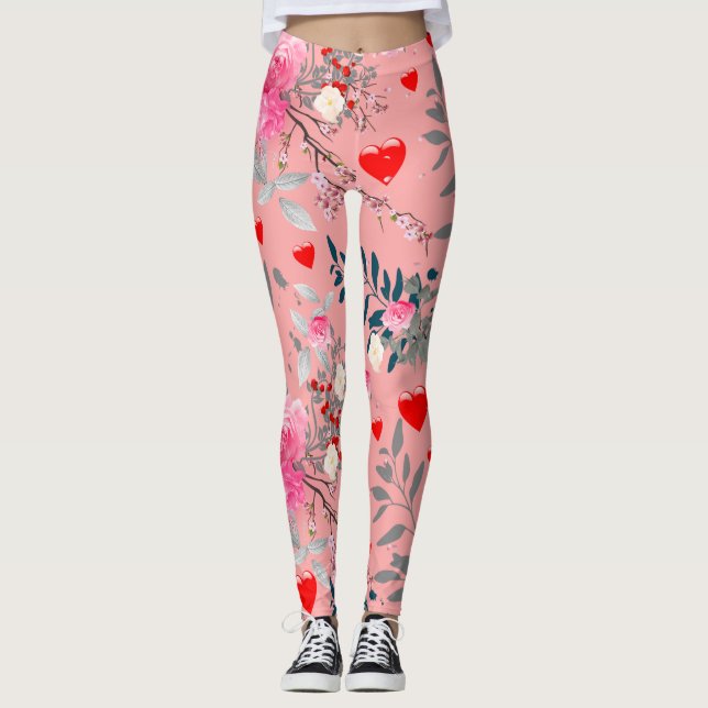 Leggings Coeur et Rose (Devant)