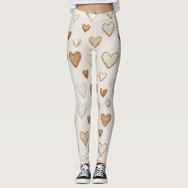 Leggings Cœur marron Cocoa Crème (Devant)