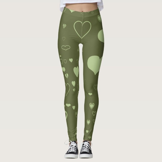 Leggings Coeur mignon Vert moderne (Devant)