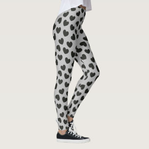Leggings Coeur noir et arrière - plan gris (personnaliser)