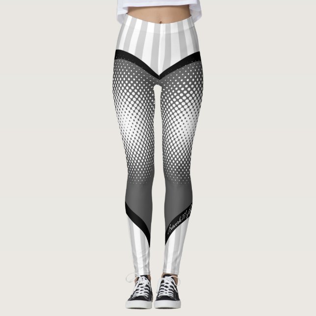 Leggings Coeur rayé Blanc, point 80 (Devant)
