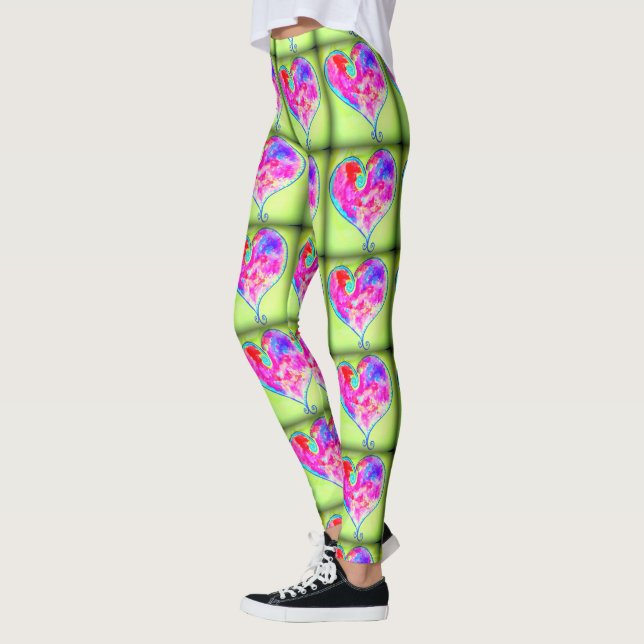 Leggings coeur rose vert (Gauche)